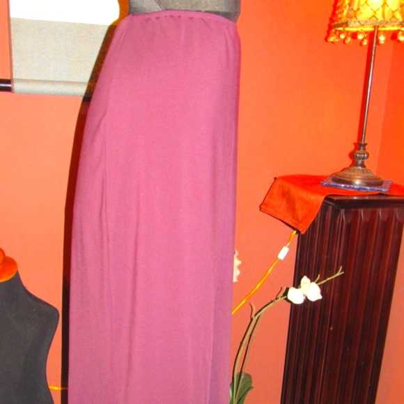 🌷 Romantic Vintage Plum Maxi Skirt Sexy Front Slit - M - Picture 2 of 8